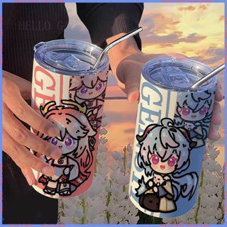 🥤Animation Peripheral Limited 🥤Thermos Cup🥤Yuanshen Yae Ganyu กระติกน้ําร้อน พร้อมหลอดดูด แบบพกพา คุณภาพสูง สําหรับนักเรียน