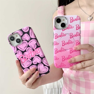 【Barbie】2-in-1 เคสโทรศัพท์มือถืออะคริลิค กันกระแทก พร้อมกระจกแต่งหน้า สําหรับ iPhone 14 Pro Max iPhone 11 12 13 Pro Max