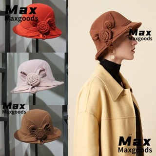 Maxg หมวกผ้าขนสัตว์ แบบหนา กันลม ลายดอกไม้ ขนาดใหญ่ หรูหรา เหมาะกับฤดูใบไม้ร่วง และฤดูหนาว สําหรับตกปลา