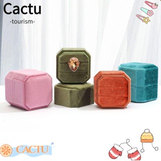 Cactu กล่องเก็บเครื่องประดับ แหวนหมั้น ทรงสี่เหลี่ยมผืนผ้ากํามะหยี่ คุณภาพสูง พร้อมฝาปิด ถอดออกได้