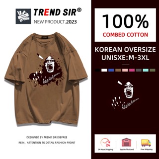 TrendSir🚀พร้อมส่ง🚀 เสื้อยืดโอเวอร์ไซส์🍀 ลายกีฬาแฟชั่น☀ เครื่องแต่งกายทํางานขนส่งในหน้าร้อ 7สี M-3XL