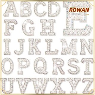 Rowans แผ่นแพทช์ตัวอักษร A-Z ประดับไข่มุก พลอยเทียม สีขาว สําหรับตกแต่งเสื้อแจ็กเก็ต งานฝีมือ DIY 52 ชิ้น