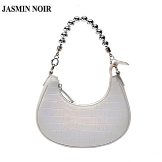 Jasmin NOIR สิทธิบัตร หนังจระเข้ ลายผู้หญิง กระเป๋าสะพายไหล่ โซ่ กระเป๋าสะพายข้าง กระเป๋าถือ ขนาดเล็ก