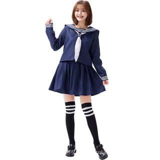 Hvg7 ชุดยูนิฟอร์มนักเรียน JK Sailor Uniform สองสี สไตล์ญี่ปุ่น สีน้ําเงินเข้ม สําหรับการแสดงบนเวที Amazon