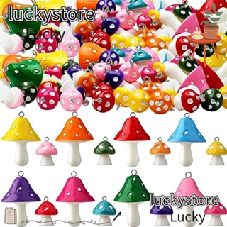 Lucky จี้เรซิ่น รูปเห็ด 2 ขนาด หลากสี สําหรับทําพวงกุญแจ สร้อยข้อมือ DIY 80 ชิ้น