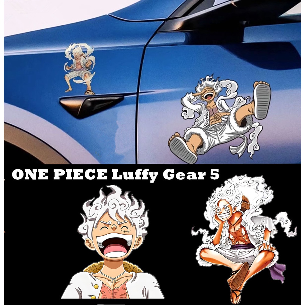 ONE PIECE ลูฟี่ สติ๊กเกอร์ สติกเกอร์สะท้อนแสง รูปการ์ตูนลูฟี่เกียร์ 5 ลายการ์ตูน สําหรับติดตกแต่งกระจกรถยนต์งสติกเกอร์ไวนิลสะท้อนแสง