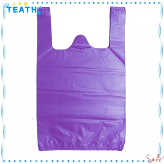 Teath ถุงช้อปปิ้งพลาสติก สีม่วง 12x20 นิ้ว แบบพกพา 50 ชิ้น