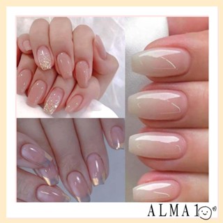 Alma เล็บปลอม กลิตเตอร์ สีทอง สีชมพู สไตล์ฝรั่งเศส DIY