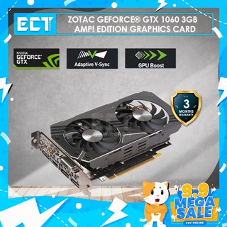 แอมป์ ZOTAC GeForce GTX 1060 การ์ดจอ 3GB GDDR5 192-Bit PCI-E (3 DP, 1 HDMI, 1 DVI)