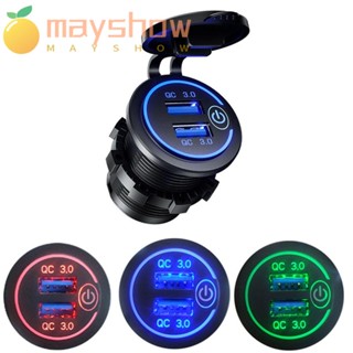 Mayshow ซ็อกเก็ตชาร์จในรถยนต์ 12V / 24V Dual USB QC3.0 Power Outlet