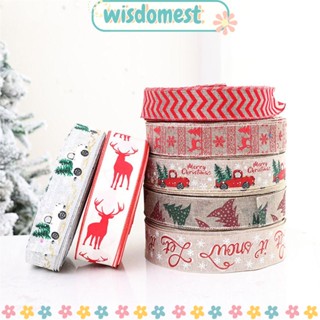 Wisdomest ริบบิ้นผ้าลินิน ลายเกล็ดหิมะ สําหรับเย็บผ้า คริสต์มาส DIY