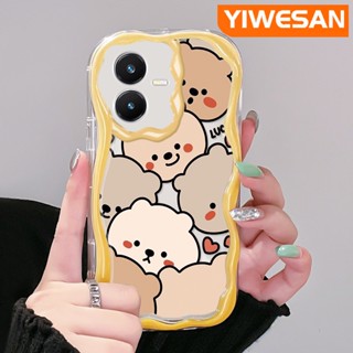 เคสโทรศัพท์มือถือแบบนิ่ม ใส กันกระแทก ลายการ์ตูนหมี สีครีม สําหรับ VIVO Y22 Y22s