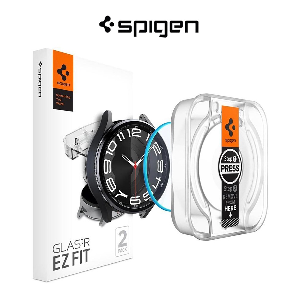 [ 🚚2 Pack ] Spigen Galaxy Watch 6 Classic (43mm Screen Protector กระจกนิรภัย EZ FIT Glas.tR Samsung 9H ความแข ็ ง