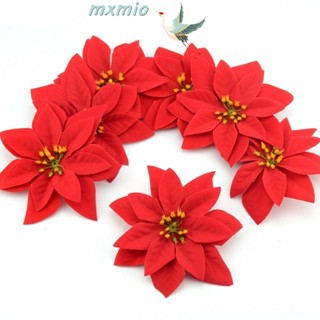 Mxmio ดอกไม้ DIY 10 ชิ้น ของขวัญ กลิตเตอร์ เครื่องประดับ Poinsettia ตกแต่งบ้าน อุปกรณ์ปาร์ตี้คริสต์มาส