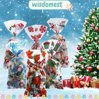 Wisdomest ถุงขนม ลายซานตาคลอส เกล็ดหิมะ ของขวัญปีใหม่ สําหรับคริสต์มาส