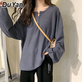 Du Yan ใหม่ เสื้อยืดแขนยาว ทรงหลวม ป้องกันแสงแดด เข้ากับทุกการแต่งกาย สไตล์เกาหลี ฮ่องกง