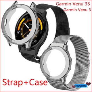 สําหรับ Garmin Venu 3 3S Venu3 เคส TPU ป้องกันหน้าจอ เคสกันกระแทก สายคล้อง สเตนเลส