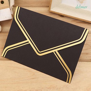 Delmer ซองจดหมายเชิญงานแต่งงาน สไตล์วินเทจ คลาสสิก สีทอง ขนาด 125x175 มม.