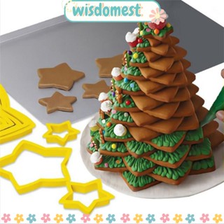 Wisdomest แม่พิมพ์ตัดคุกกี้ บิสกิต รูปต้นคริสต์มาส DIY สําหรับตกแต่ง 6 ชิ้น ต่อชุด