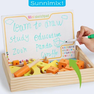 [Sunnimix1] ของเล่นน็อต และสลักเกลียวไม้ สีรุ้ง สําหรับเด็กวัยหัดเดิน 3 ปี