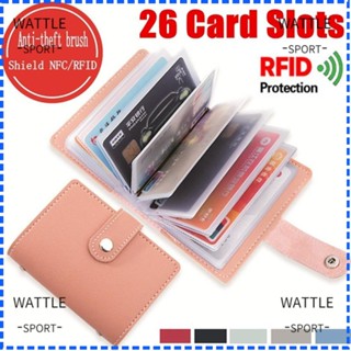 Wattle กระเป๋าสตางค์ กระเป๋าใส่บัตร 26 ช่อง อเนกประสงค์ RFID สําหรับผู้หญิง ผู้ชาย