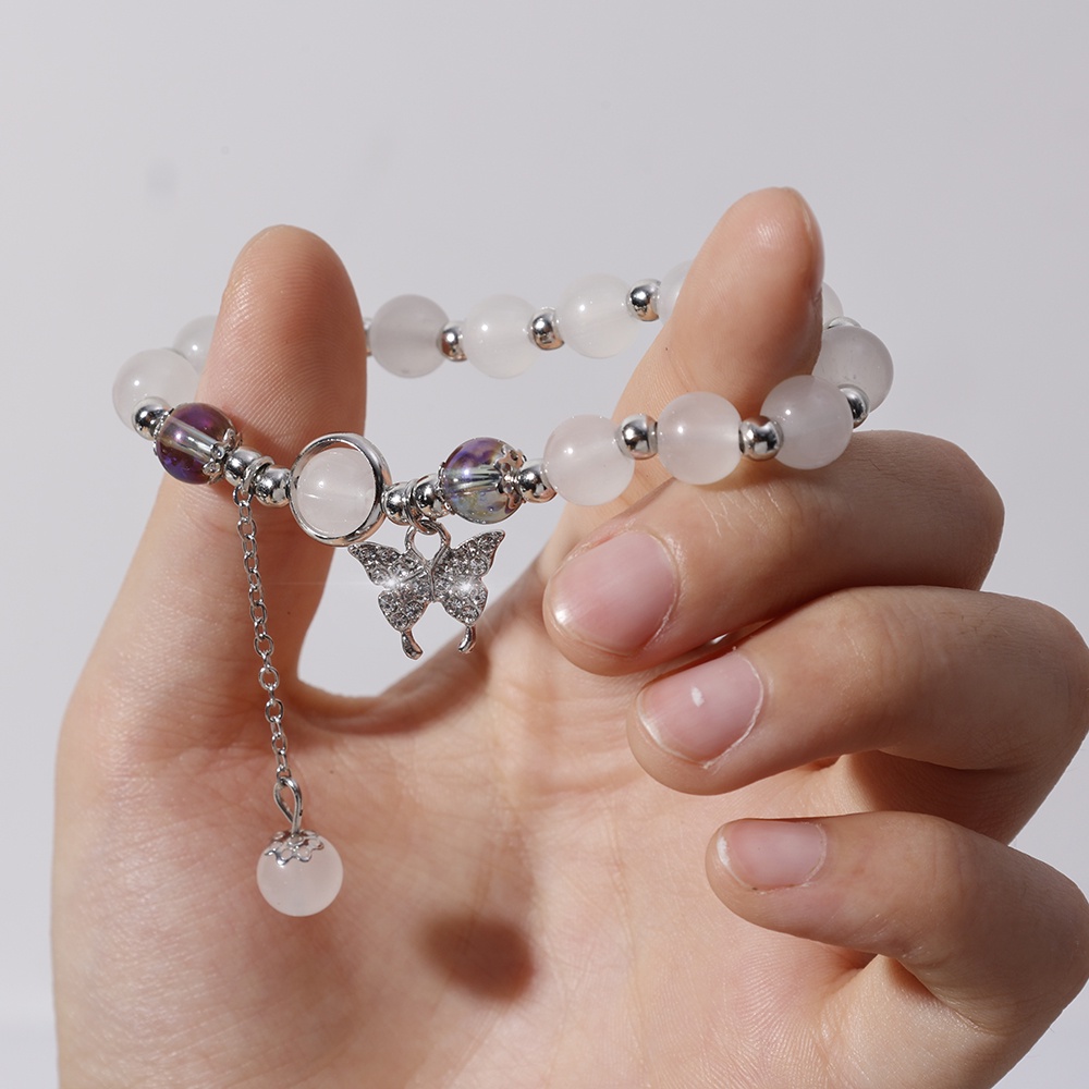 เครื่องประดับ สร้อยข้อมือ ลูกปัด จี้ผีเสื้อ สามารถปรับได้ เหมาะกับของขวัญ สไตล์เกาหลี โบฮีเมียน แฟชั่นสําหรับผู้หญิง Y2K