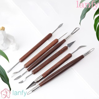 Lanfy เครื่องมือแกะสลักเครื่องปั้นดินเผา ด้ามจับไม้ ความแม่นยําสูง สําหรับทํางานหัตถกรรม