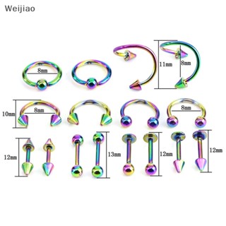 Weijiao% จิวแหวนสเตนเลส แบบเกลียว สําหรับลิ้น คิ้ว 16 ชิ้น ต่อชุด TH