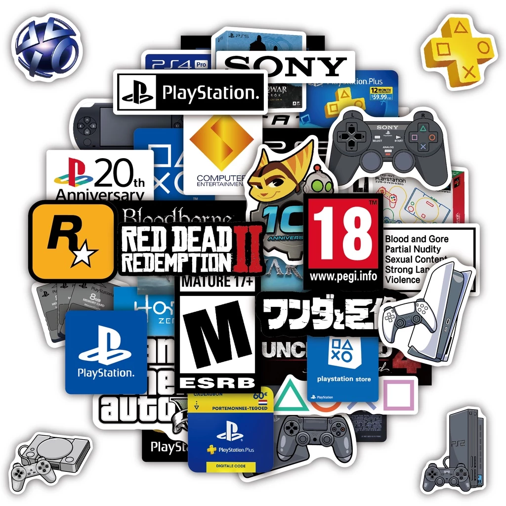สติ๊กเกอร์ PVC กันน้ํา SONY PlayStation Theme 40 ชิ้น