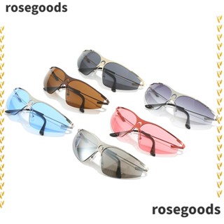 Rosegoods1 แว่นตากันแดด กรอบโลหะ สีฟ้า สําหรับกลางแจ้ง