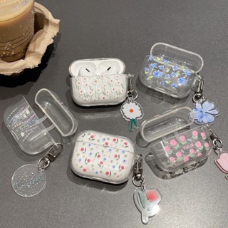 【พร้อมส่ง】เคสหูฟังไร้สาย แบบใส ลายการ์ตูนดอกไม้น่ารัก เรียบง่าย สําหรับ Airpods 1 2 3 Pro Pro2