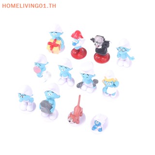 Onehome โมเดลฟิกเกอร์ PVC รูปการ์ตูนอนิเมะ Smurfs สีฟ้า 12 แบบ สําหรับตกแต่งเค้ก