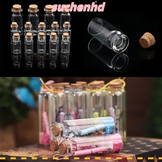 Suchenhd 10x ขวดข้อความน่ารัก ที่ว่างเปล่า ภาชนะขนาดเล็ก พร้อมจุกไม้คอร์ก