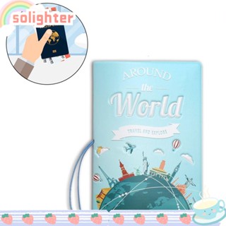 Solighter กระเป๋าใส่หนังสือเดินทาง หนัง PU อเนกประสงค์ ลายแผนที่โลก สําหรับผู้หญิง