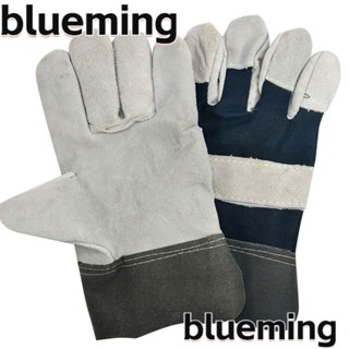 Blueming2 ถุงมือเชื่อม หนังวัว สีเทา กันความร้อน กันความร้อน อุปกรณ์เสริม สําหรับงานเชื่อมบัดกรีเบเกอรี่ 1 คู่