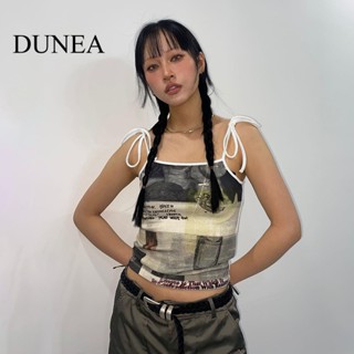 Dunea เสื้อสายเดี่ยว พิมพ์ลาย สีตัดกัน สําหรับผู้หญิง