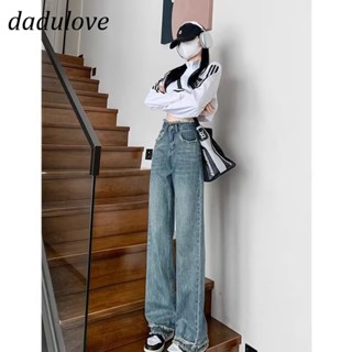 DaDulove💕 New American Ins High Street Retro Raw Edge Jeans Niche High Waist Loose Wide Leg Pants Trousers