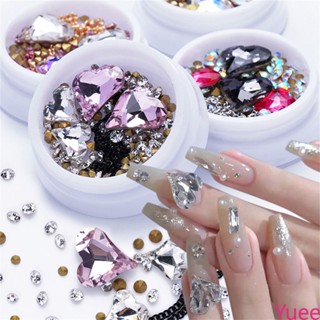 3d Diy ตกแต่งเล็บรูปหัวใจ Rhinestone เปลือกโลหะเล็บผสมคริสตัลหินเล็บเครื่องมือ yuee