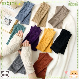 Nextth ถุงมือครึ่งนิ้ว ผ้าวูล ให้ความอบอุ่น หน้าจอสัมผัส สําหรับนักเรียน