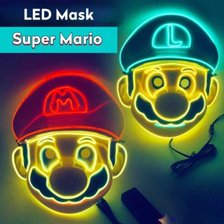 พร้อมส่ง หน้ากากเรืองแสง ลายการ์ตูนอนิเมะ Super Mario Mario สําหรับปาร์ตี้ฮาโลวีน