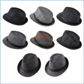 Esp หมวกปีกกว้าง ขนาดเล็ก สไตล์วินเทจ ลําลอง นุ่ม หมวกสุภาพบุรุษ หมวก Fedora หมวกแจ๊ส