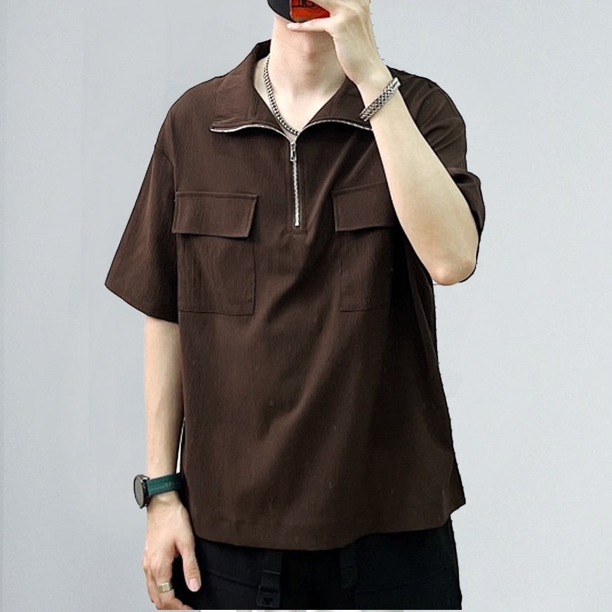 เสื้อโปโลชายคอปก แขนสั้น เกาหลี แฟชั่น ทรงหลวม เสื้อยืดผู้ชาย