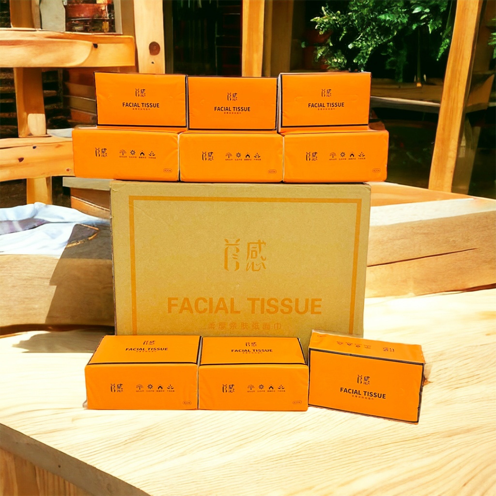 🌱 [ยกลัง(ส้มเล็ก)X20ห่อ] ทิชชู่ Facial / Flamingo กระดาษทิชชู่ 420แผ่น/ห่อ (สีส้ม) /1959 🌱 - รูปที่ 5