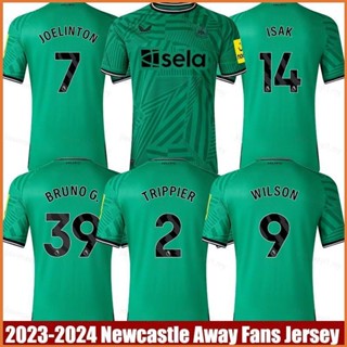 เสื้อกีฬาแขนสั้น ลายทีม Newcastle Away Jersey Trippier Wilson Joelinton Isak Bruno Tshirs พลัสไซซ์ 2023-2024