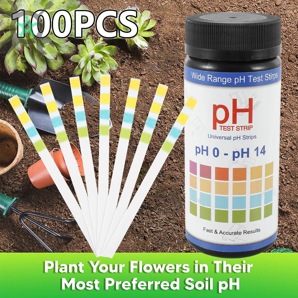 แถบกระดาษทดสอบค่า PH 0-14 สําหรับทดสอบความเป็นกรดในดิน 100pcs Aquarium แถบทดสอบตรวจจับ PH เครื่องทดสอบ