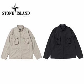 Stone Island ของแท้ 100% เสื้อแจ็กเก็ต เสื้อแจ็กเก็ต เสื้อกันลม มีซิป หลายกระเป๋า สําหรับผู้หญิง และผู้ชาย
