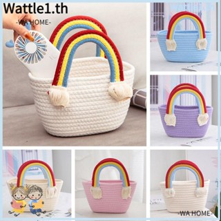 Wttle ตะกร้าผ้าฝ้ายทอ แฮนด์เมด สําหรับใส่เหรียญ กุญแจ