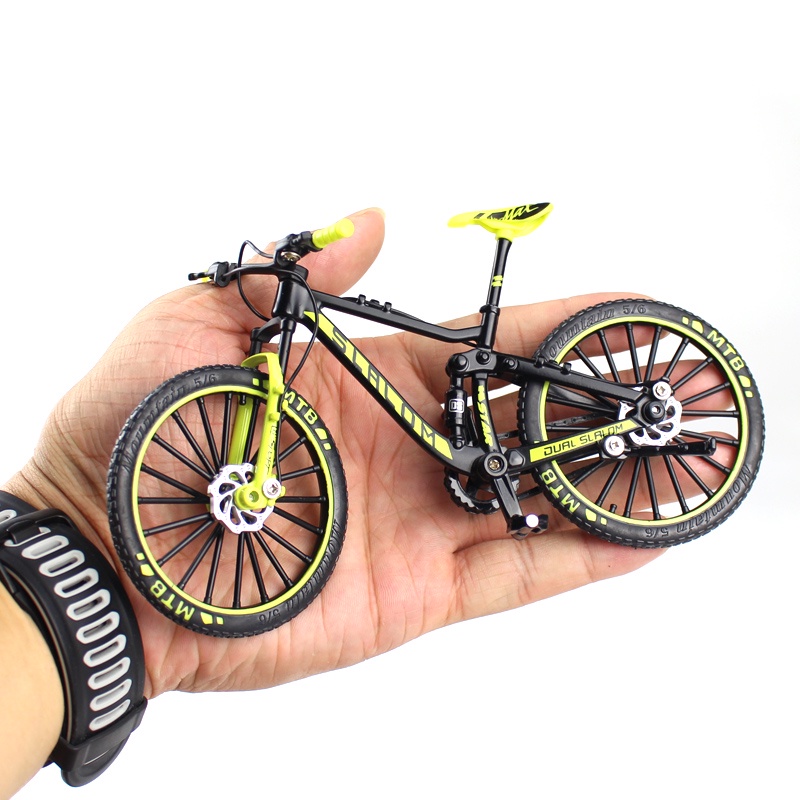 Mini 1:10 โลหะผสมจักรยานรุ่น Diecast โลหะนิ้วมือจักรยานเสือภูเขา Racing ของเล่น Bend Road จําลองคอลเลกชันของเล่นเด็ก