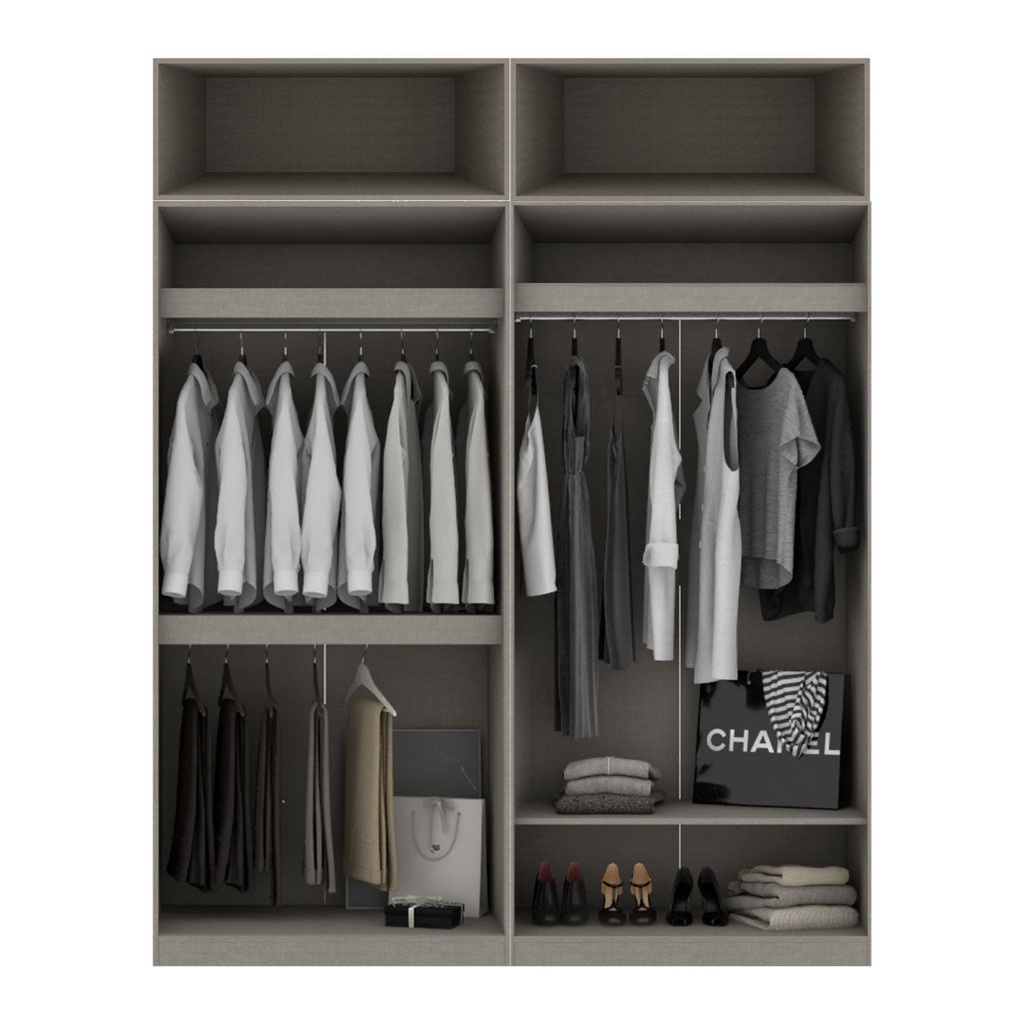 Koncept Furniture ตู้เสื้อผ้าขนาด 200 ซม. รุ่น Blox Fit in สีไม้เข้ม  แบรนด์ KONCEPT FURNITURE ราคา ถูกที่สุด ดีลบีเคเค แกลเลอรีภาพที่ 2