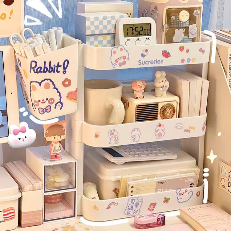 ฟรีสติ๊กเกอร์ ชั้นวางของ ใส่เครื่องสำอาง เครื่องเขียน จัดระเบียบครัว ประหยัดพื้นที่